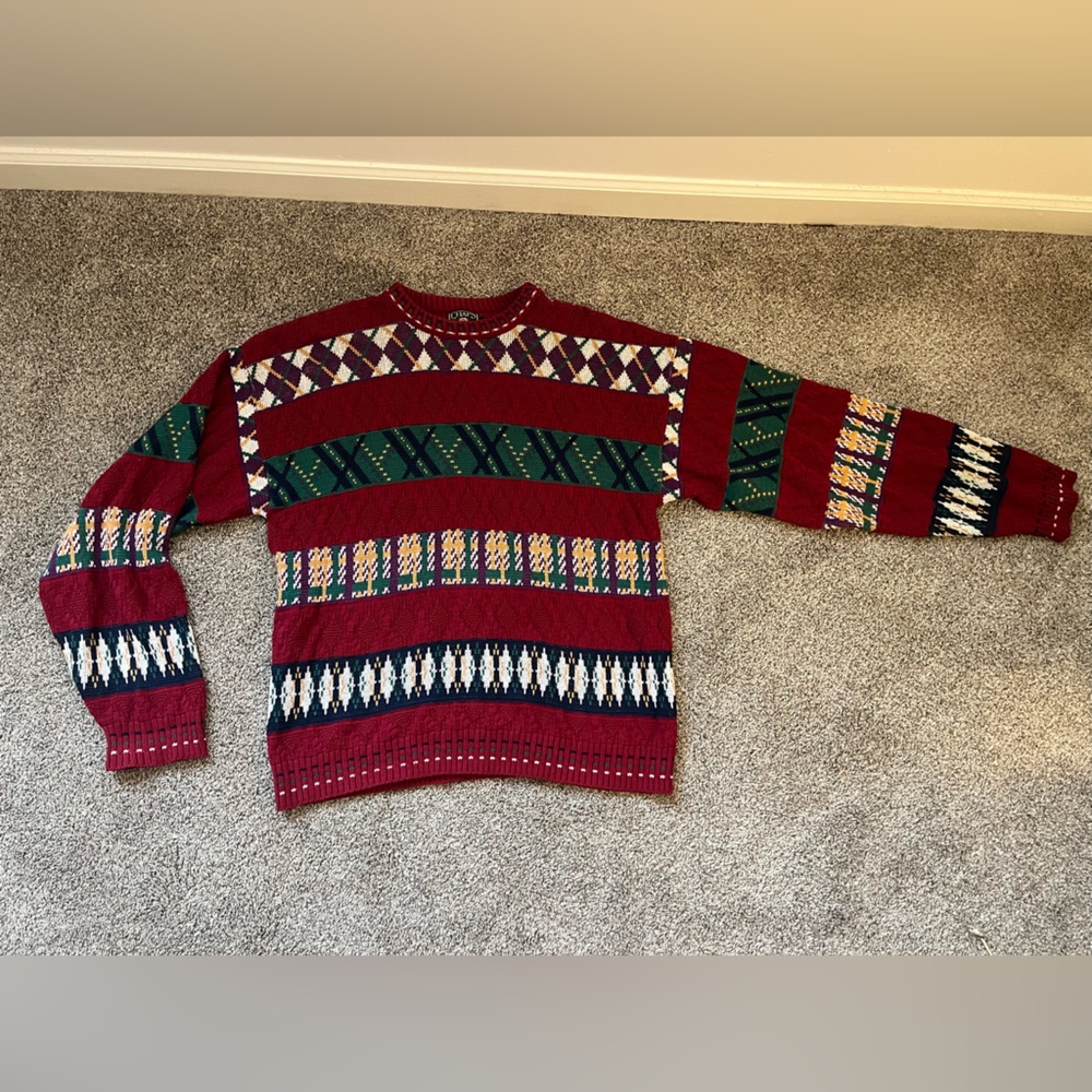 Vintage Chaps Ralph Lauren Abstract Striped Knit Sweater-Men’s Large